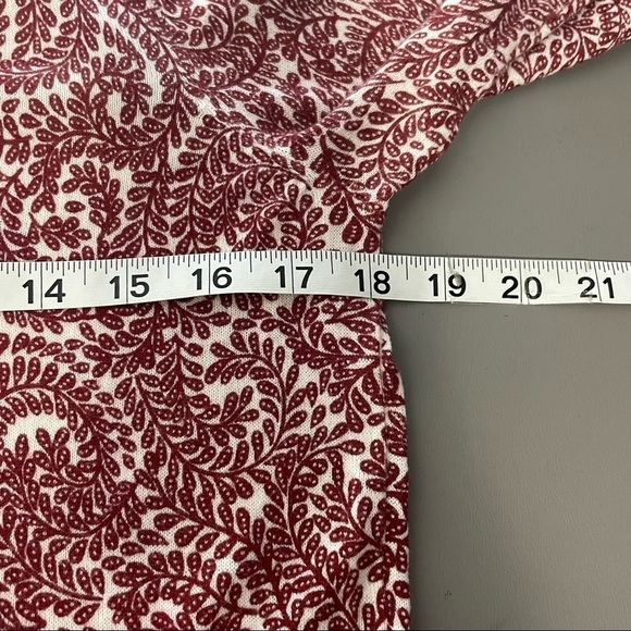 Loft Cotton Sweater Fern Print Crewneck Button Back Burgundy/Cream Size Small - Picture 11 of 12